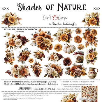 CRAFT O'CLOCK CRAFT O'CLOCK SHADES OF NATURE EXTRAS SET - FLOWERS 12x12 COLLECTION PACK 8 SHEETS