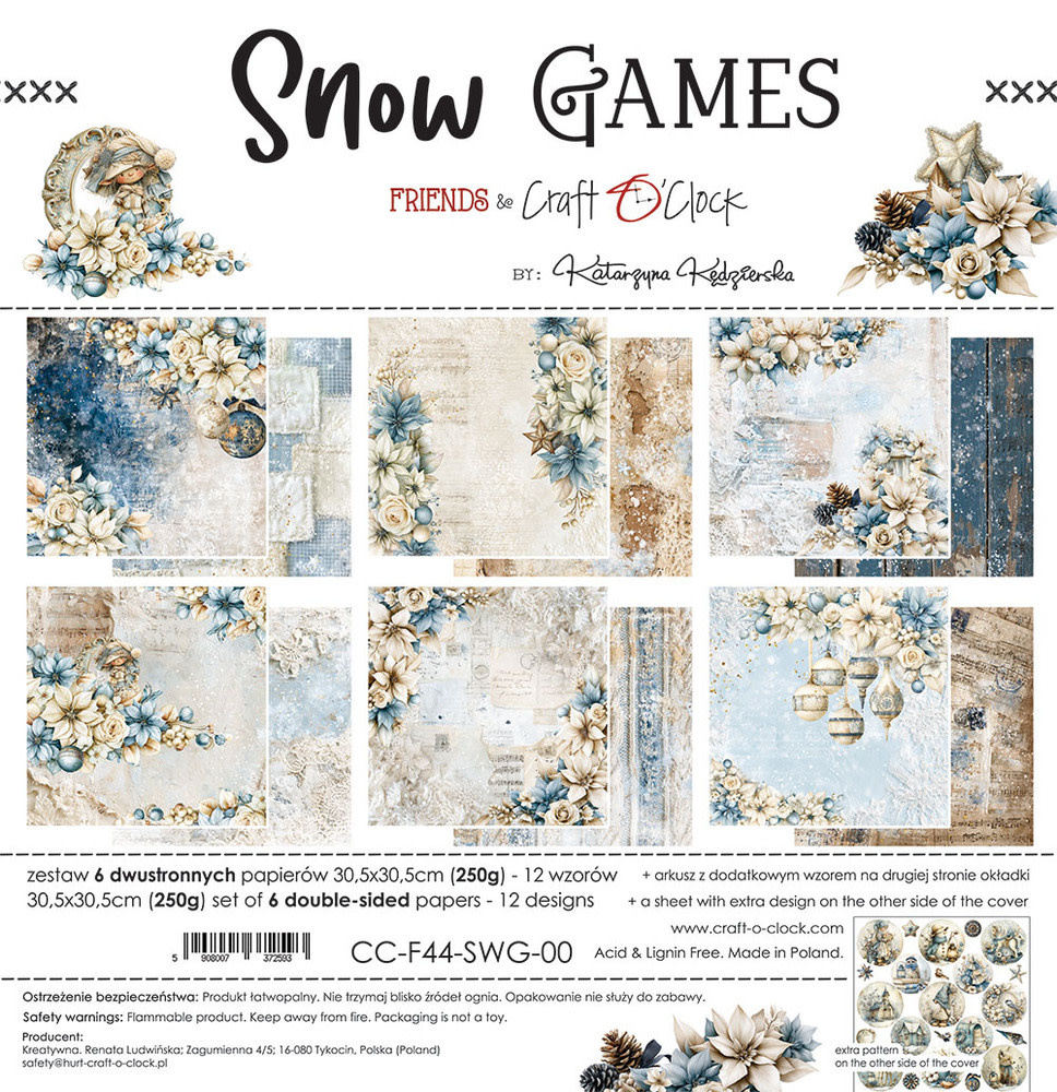 CRAFT O'CLOCK CRAFT O'CLOCK SNOW GAMES 12x12 PAPER PAD 6 SHEETS