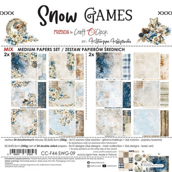 CRAFT O'CLOCK CRAFT O'CLOCK SNOW GAMES 8x8 MIX PAPER PAD 24 SHEETS
