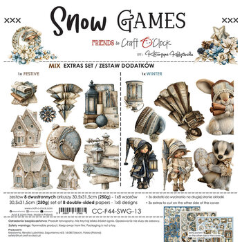 CRAFT O'CLOCK CRAFT O'CLOCK SNOW GAMES EXTRAS SET - MIX 12x12 COLLECTION PACK 8 SHEETS