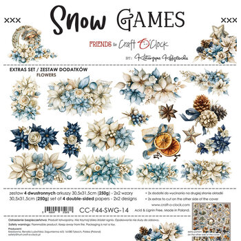 CRAFT O'CLOCK CRAFT O'CLOCK SNOW GAMES EXTRAS SET - FLOWERS 12x12 COLLECTION PACK 8 SHEETS