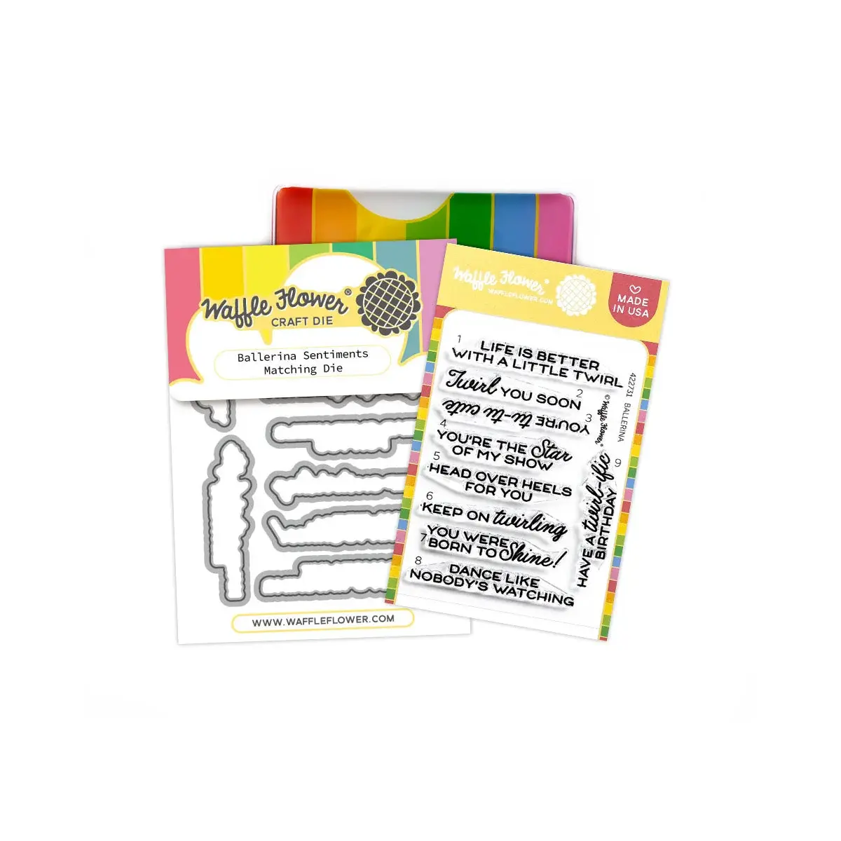 WAFFLE FLOWER WAFFLE FLOWER BALLERINA SENTIMENTS CLEAR STAMP SET AND DIE COMBO