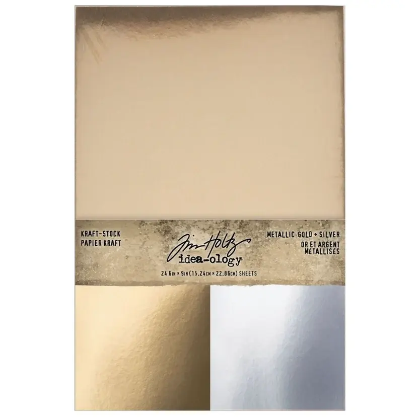 ADVANTUS TIM HOLTZ IDEA-OLOGY METALLIC GOLD AND SILVER KRAFT-STOCK 6x9 CARDSTOCK 24 SHEETS