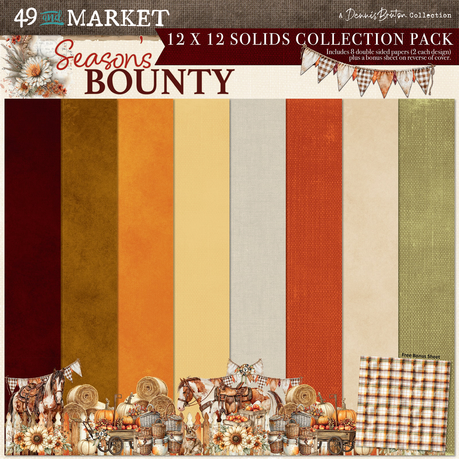 49 AND MARKET 49 AND MARKET SEASON'S BOUNTY SOLIDS 12x12 COLLECTION PACK