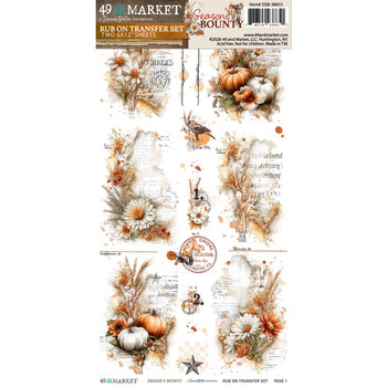 49 AND MARKET 49 AND MARKET SEASON'S BOUNTY ESSENTIAL 6x12 RUB-ON TRANSFER SET 2/PK