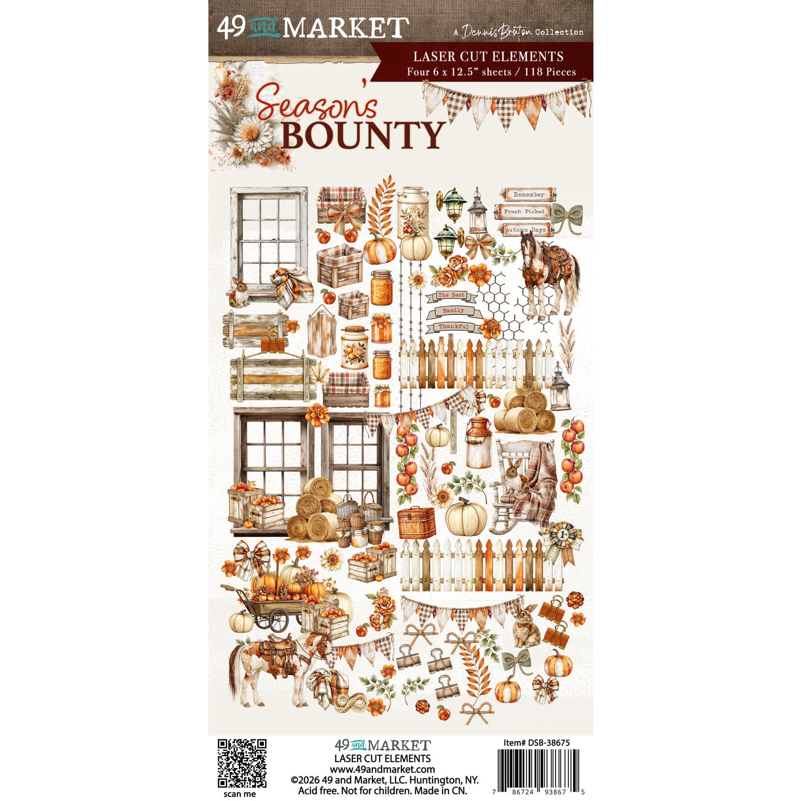 49 AND MARKET 49 AND MARKET SEASON'S BOUNTY 6x12 LASER CUT ELEMENTS