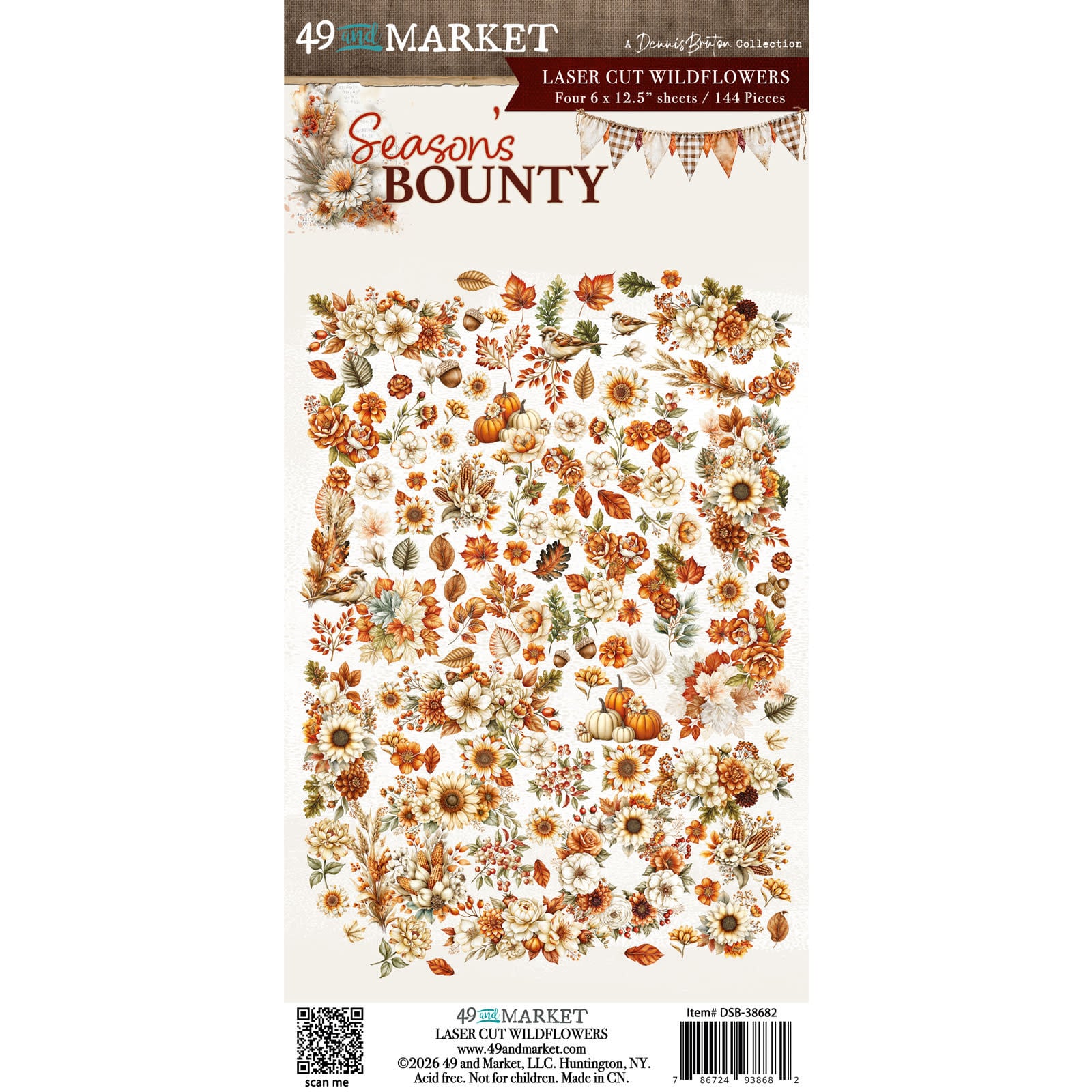 49 AND MARKET 49 AND MARKET SEASON'S BOUNTY 6x12 LASER CUT WILDFLOWERS