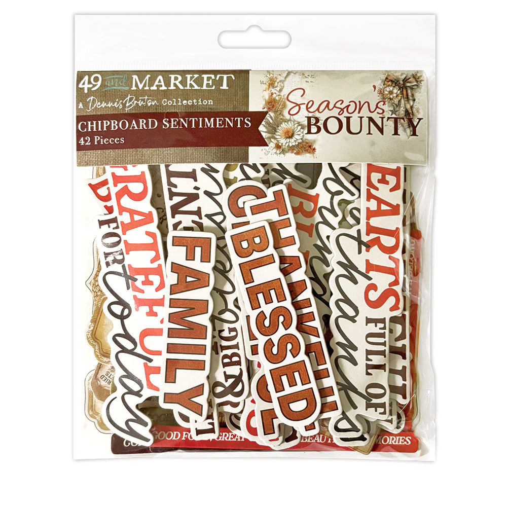 49 AND MARKET 49 AND MARKET SEASON'S BOUNTY CHIPBOARD SENTIMENTS 42 PIECES