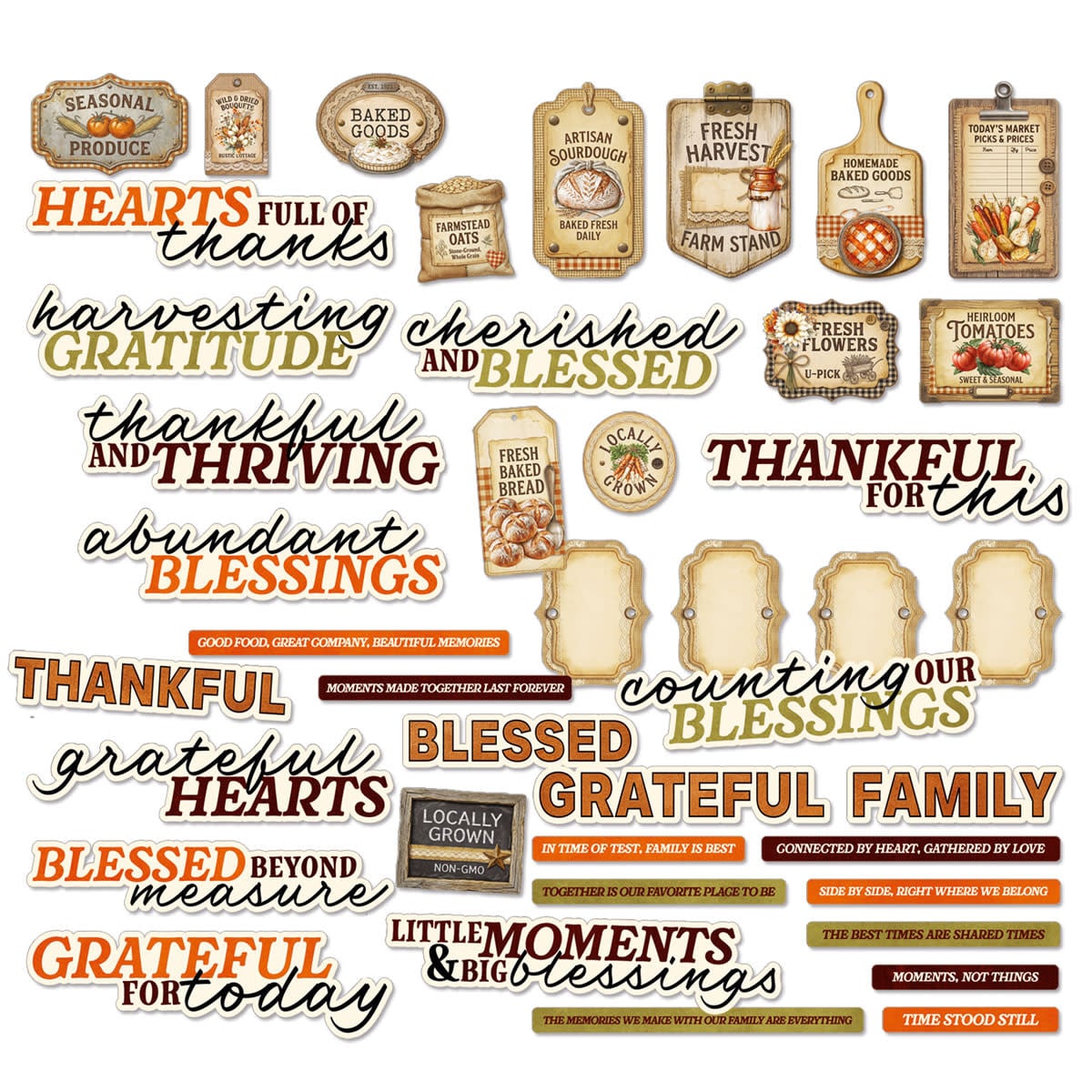 49 AND MARKET 49 AND MARKET SEASON'S BOUNTY CHIPBOARD SENTIMENTS 42 PIECES