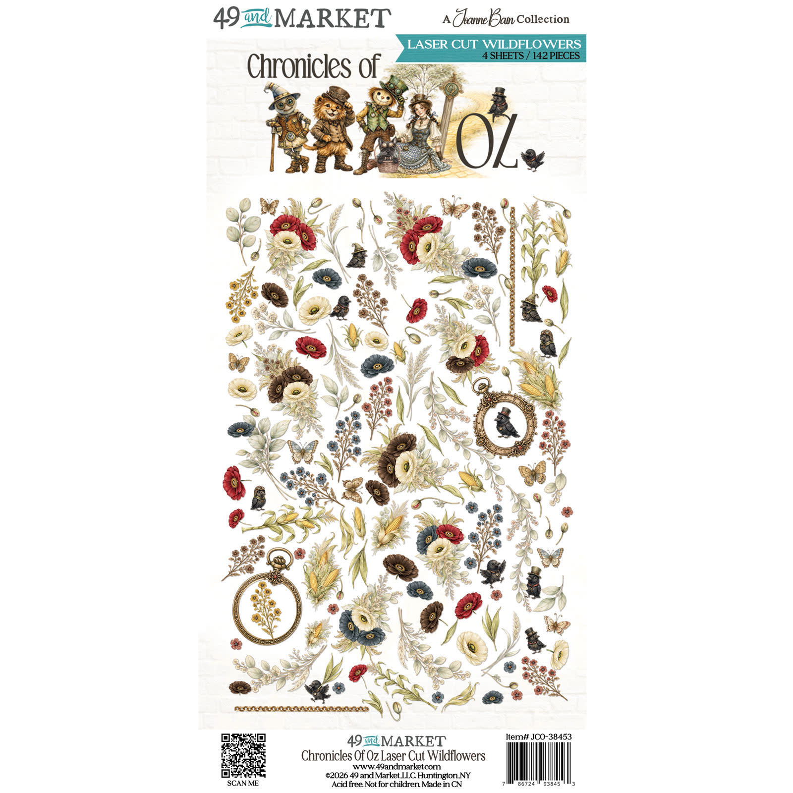 49 AND MARKET 49 AND MARKET CHRONICLES OF OZ 6x12 LASER CUT WILDFLOWERS