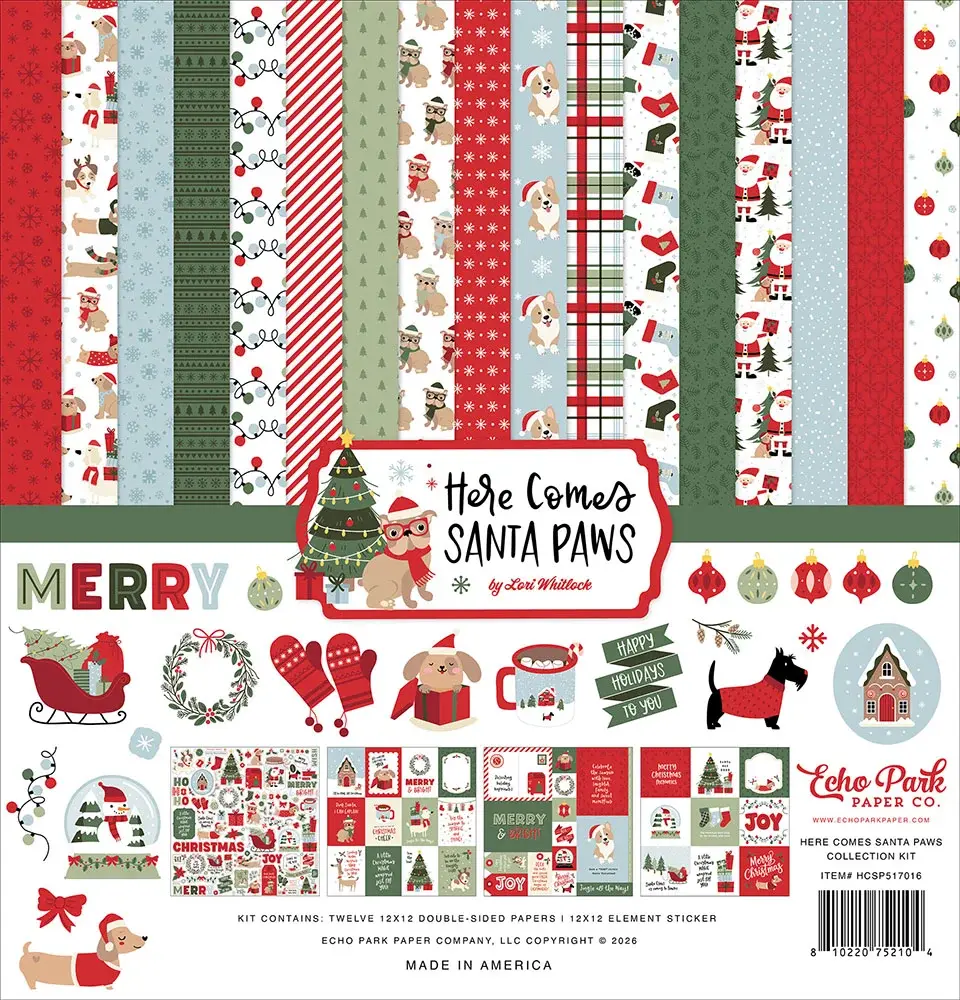 ECHO PARK PAPER ECHO PARK HERE COMES SANTA PAWS 12x12 COLLECTION KIT