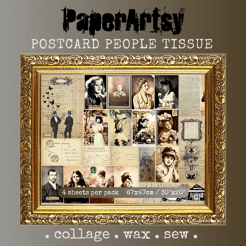PAPER ARTSY PAPER ARTSY POSTCARD PEOPLE PRINTED TISSUE COLLAGE PAPER 4 SHEETS