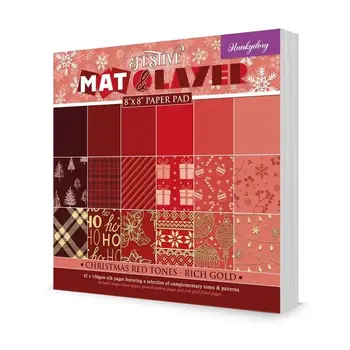 HUNKYDORY CRAFTS LTD. HUNKYDORY CHRISTMAS RED TONES RICH GOLD 8x8 FESTIVE MAT & LAYER PAD