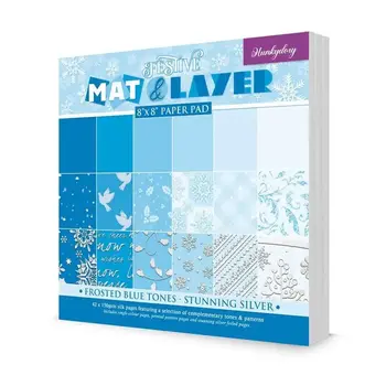 HUNKYDORY CRAFTS LTD. HUNKYDORY FROSTED BLUE TONES STUNNING SILVER 8x8 FESTIVE MAT & LAYER PAD