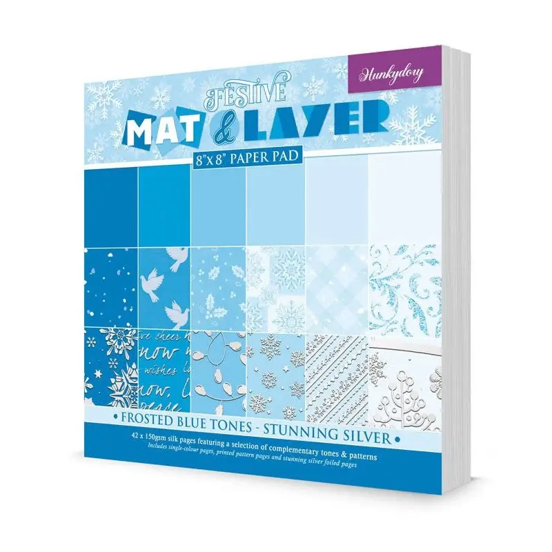 HUNKYDORY CRAFTS LTD. HUNKYDORY FROSTED BLUE TONES STUNNING SILVER 8x8 FESTIVE MAT & LAYER PAD