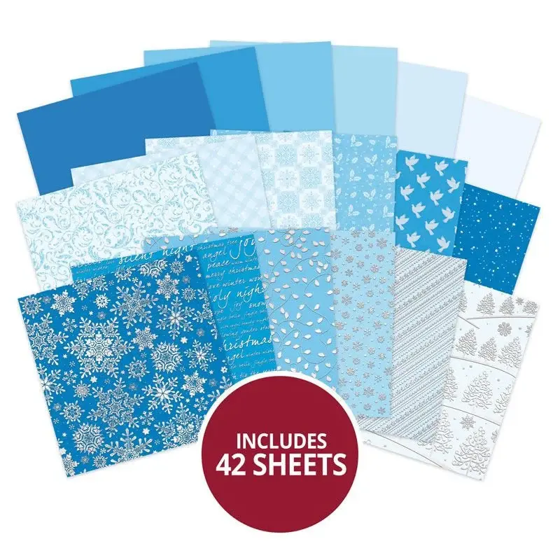 HUNKYDORY CRAFTS LTD. HUNKYDORY FROSTED BLUE TONES STUNNING SILVER 8x8 FESTIVE MAT & LAYER PAD