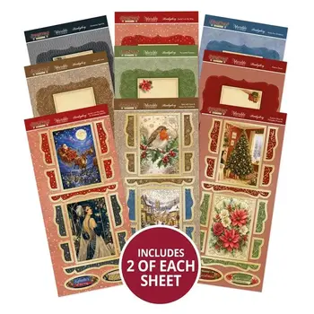 HUNKYDORY CRAFTS LTD. HUNKYDORY CENTRE STEPPER CARDS - CHRISTMAS RICH GOLD