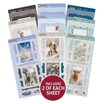 HUNKYDORY CRAFTS LTD. HUNKYDORY CENTRE STEPPER CARDS - CHRISTMAS STUNNING SILVER