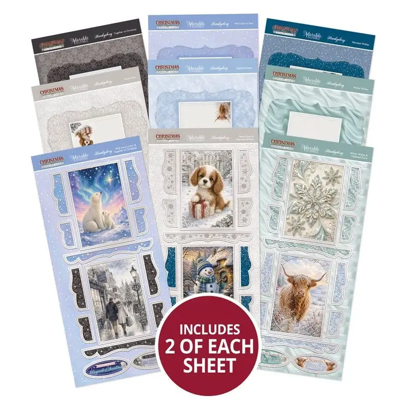 HUNKYDORY CRAFTS LTD. HUNKYDORY CENTRE STEPPER CARDS - CHRISTMAS STUNNING SILVER