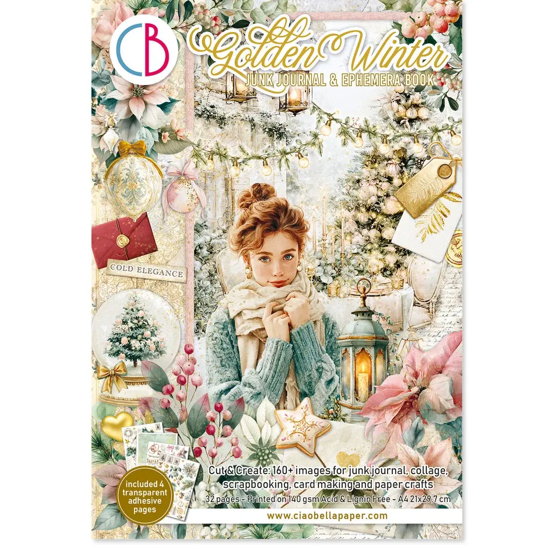 CIAO BELLA CIAO BELLA GOLDEN WINTER JUNK JOURNAL & EPHEMERA 32/PK