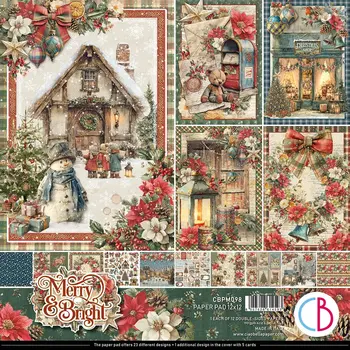 CIAO BELLA CIAO BELLA MERRY & BRIGHT 12x12 PAPER PAD 12 SHEETS