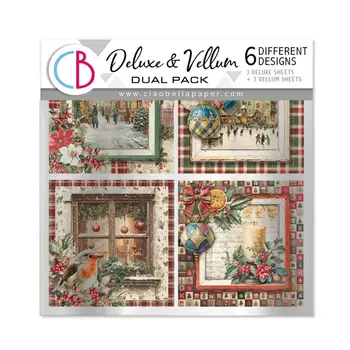 CIAO BELLA CIAO BELLA MERRY & BRIGHT 6x6 DELUXE SILVER & VELLUM MIXED PAPER PACK 6 SHEETS