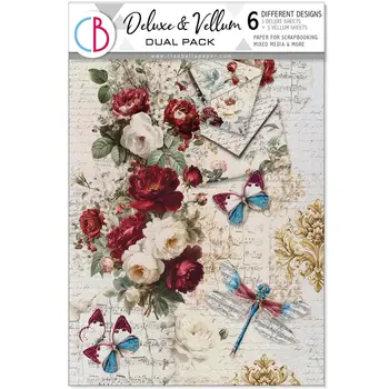CIAO BELLA CIAO BELLA BOHEMIAN BURGUNDY A4 DELUXE PEARL COPPER & VELLUM MIXED PAPER PACK 6 SHEETS
