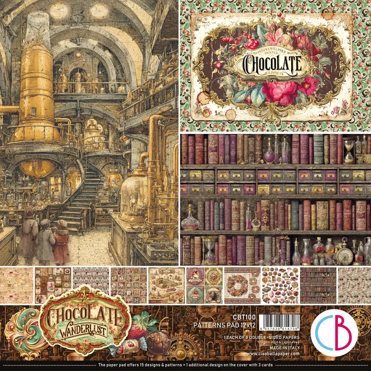 CIAO BELLA CIAO BELLA CHOCOLATE WANDERLUST 12x12 PATTERNS PAD 8 SHEETS