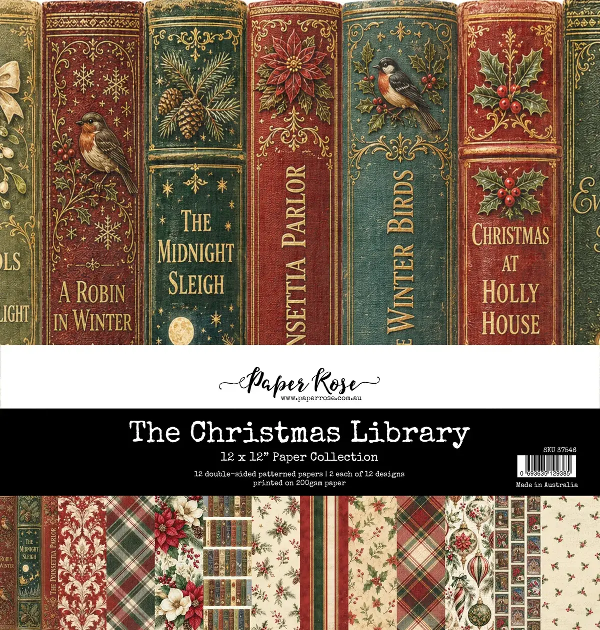 PAPER ROSE PAPER ROSE THE CHRISTMAS LIBRARY 12x12 PAPER COLLECTION