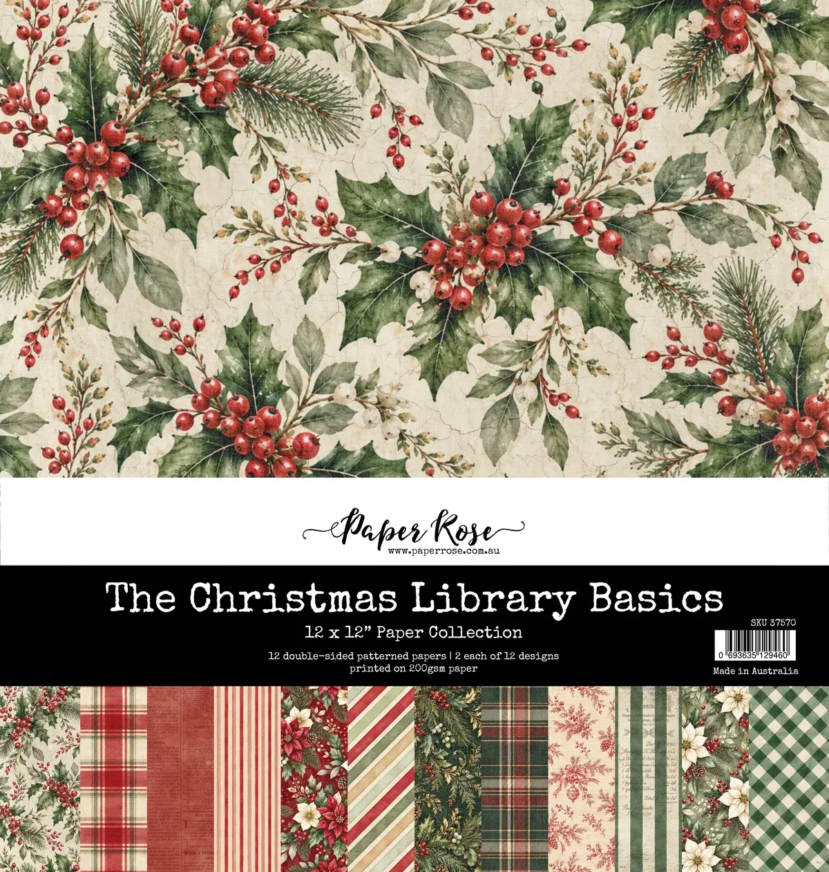 PAPER ROSE PAPER ROSE THE CHRISTMAS LIBRARY 12x12 BASICS PAPER COLLECTION