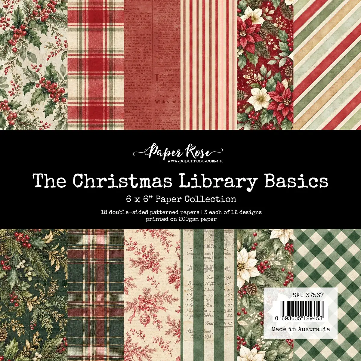 PAPER ROSE PAPER ROSE THE CHRISTMAS LIBRARY 6x6 BASICS PAPER COLLECTION