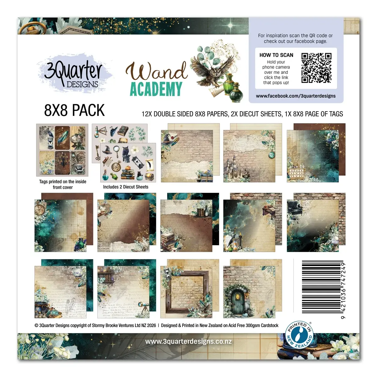 3QUARTER DESIGNS 3QUARTER DESIGNS WAND ACADEMY 8x8 PAPER PACK & DIECUTS SET