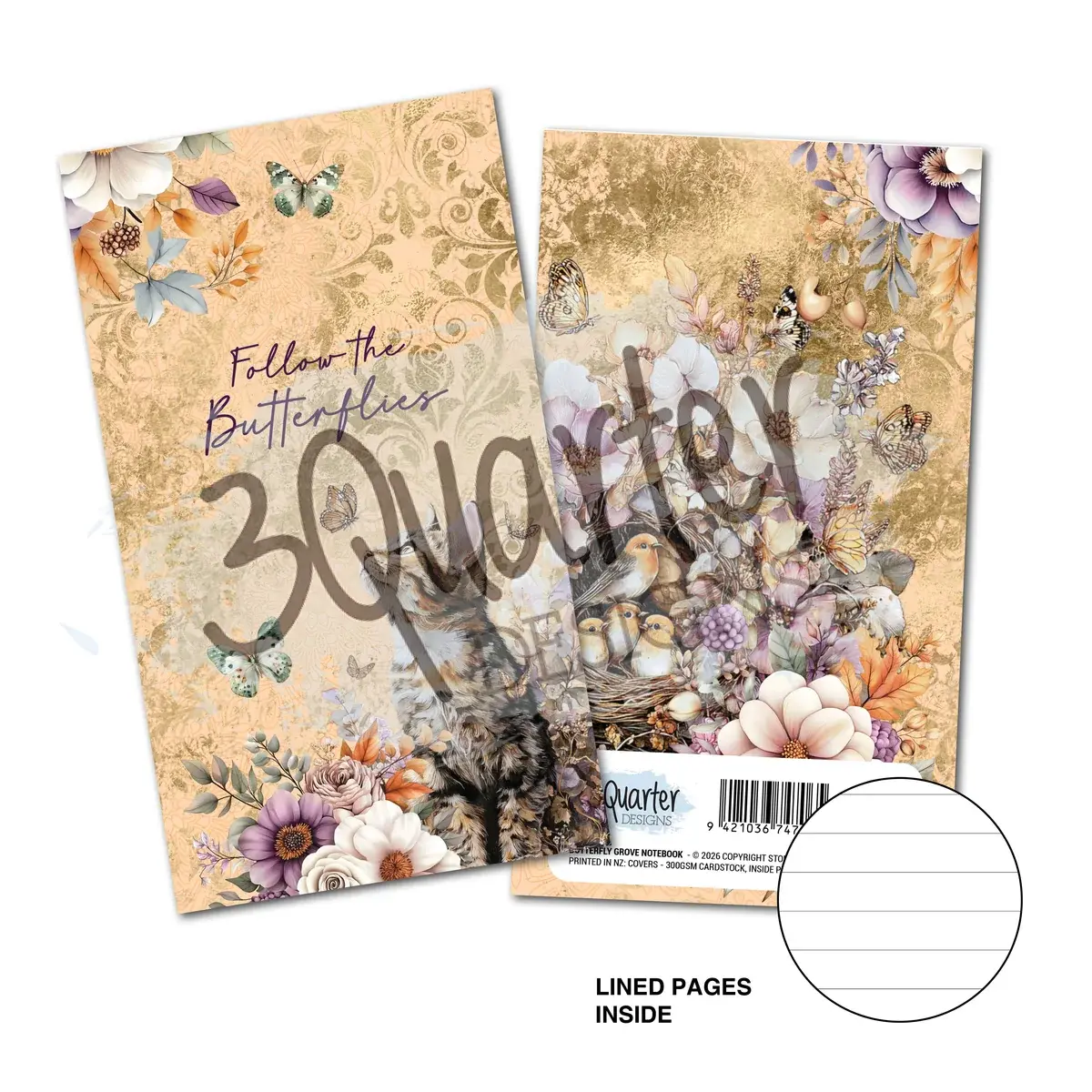 3QUARTER DESIGNS 3QUARTER DESIGNS BUTTERFLY GROVE MINI NOTEBOOK