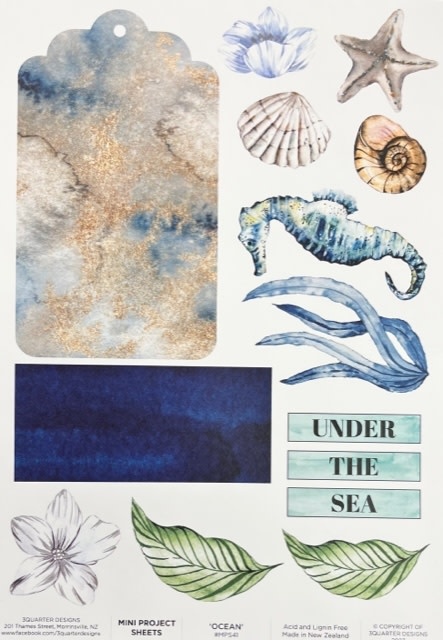 3QUARTER DESIGNS 3QUARTER DESIGNS OCEAN LOVERS A4 MINI PROJECT SHEETS