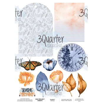 3QUARTER DESIGNS 3QUARTER DESIGNS DUSKY FLORAL A4 MINI PROJECT SHEETS