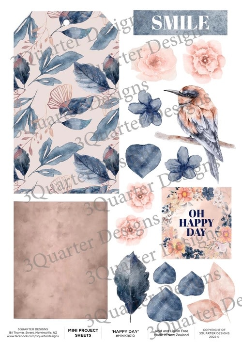 3QUARTER DESIGNS 3QUARTER DESIGNS HAPPY DAY A4 MINI PROJECT SHEETS