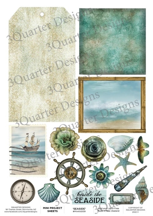 3QUARTER DESIGNS 3QUARTER DESIGNS SEASIDE A4 MINI PROJECT SHEETS