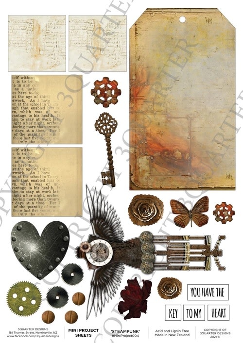 3QUARTER DESIGNS 3QUARTER DESIGNS STEAMPUNK A4 MINI PROJECT SHEETS