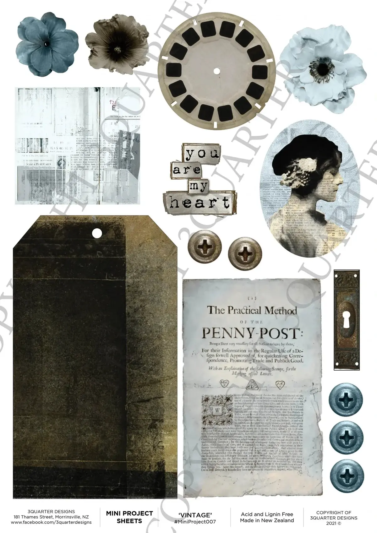 3QUARTER DESIGNS 3QUARTER DESIGNS VINTAGE A4 MINI PROJECT SHEETS