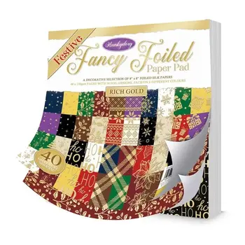 HUNKYDORY CRAFTS LTD. HUNKYDORY RICH GOLD FESTIVE FANCY FOILED 8x8 PAPER PAD