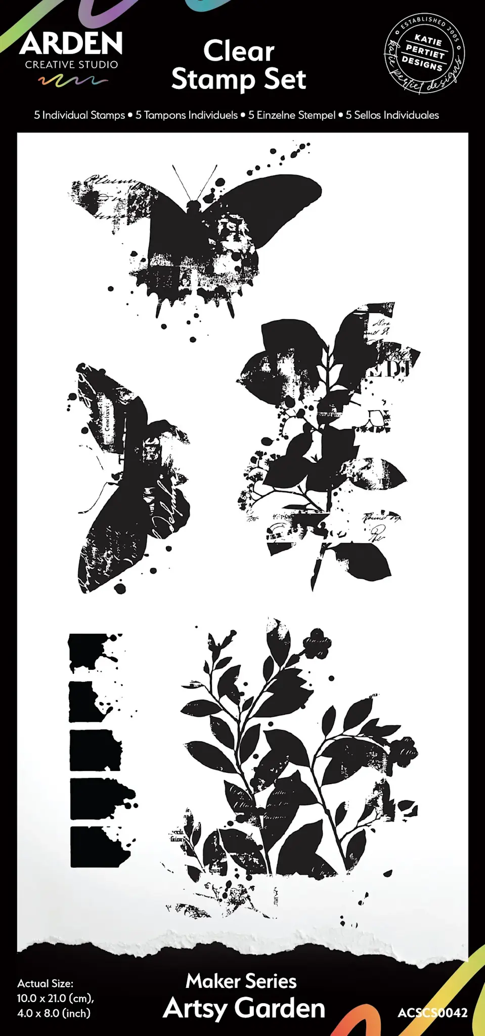 ARDEN CREATIVE STUDIO ARDEN CREATIVE STUDIO MAKER SERIES ARTSY GARDEN 4x8 CLEAR STAMP SET