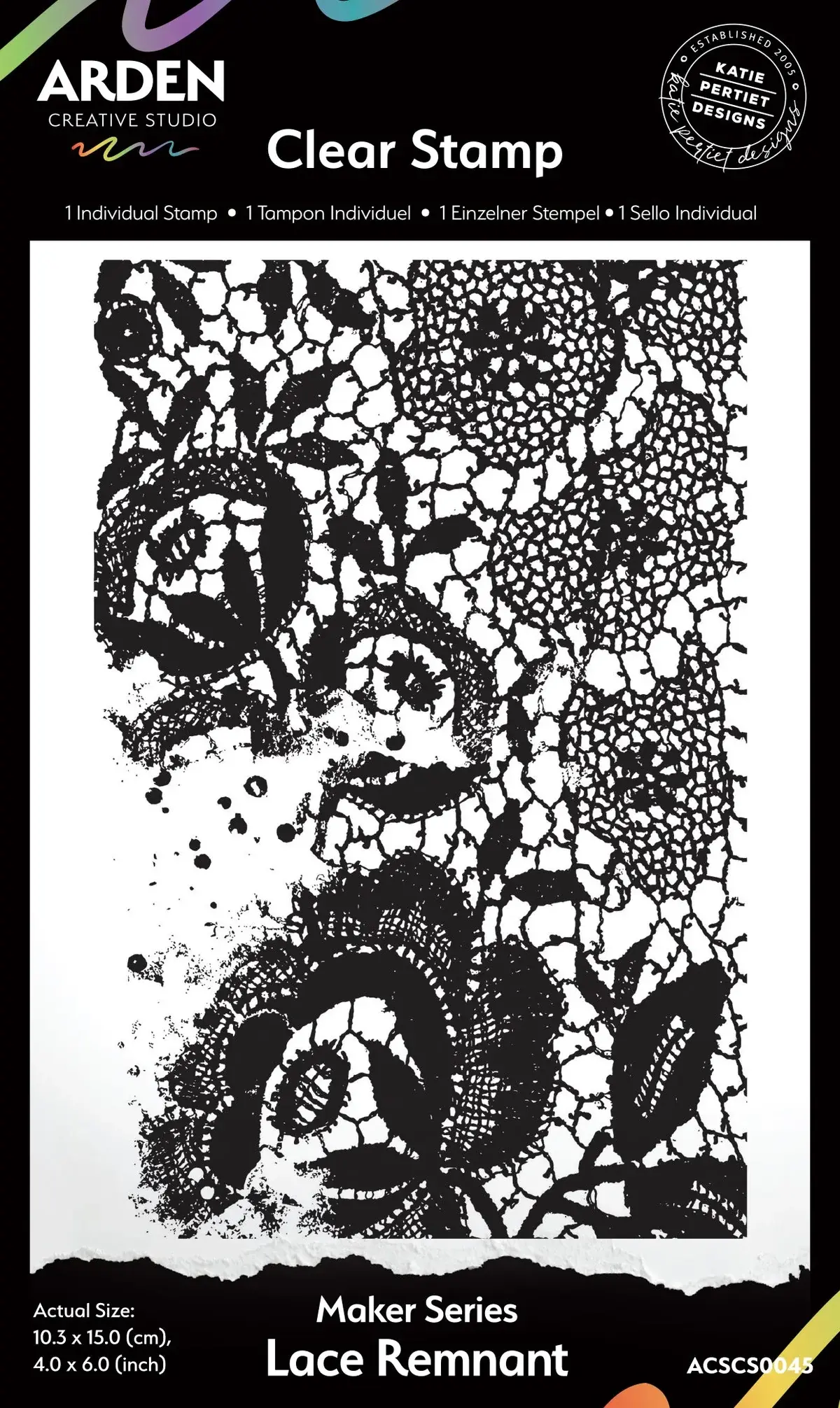 ARDEN CREATIVE STUDIO ARDEN CREATIVE STUDIO MAKER SERIES LACE REMNANT 4x6 BACKGROUND CLEAR STAMP
