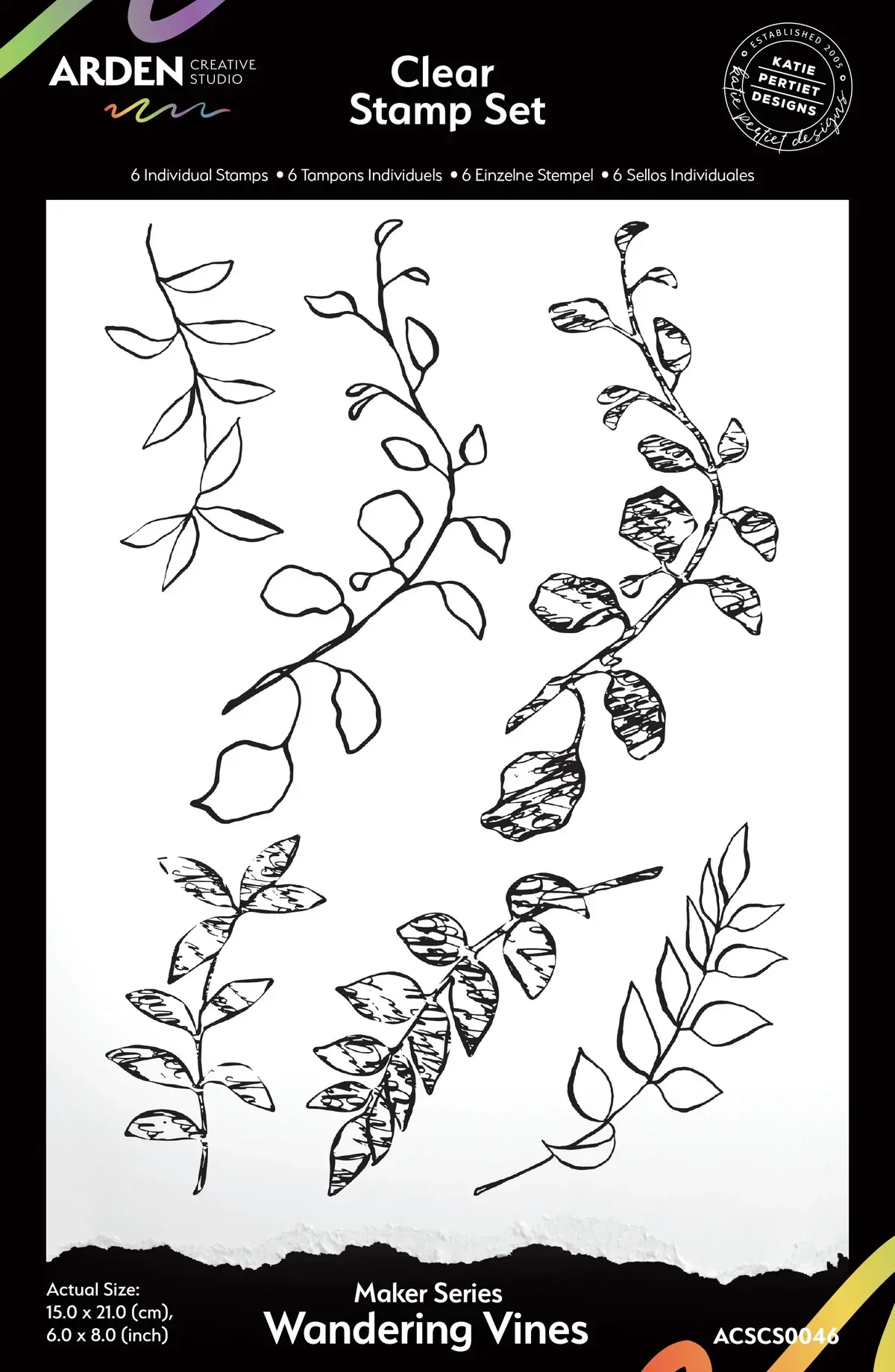 ARDEN CREATIVE STUDIO ARDEN CREATIVE STUDIO MAKER SERIES WANDERING VINES 6x8 CLEAR STAMP SET