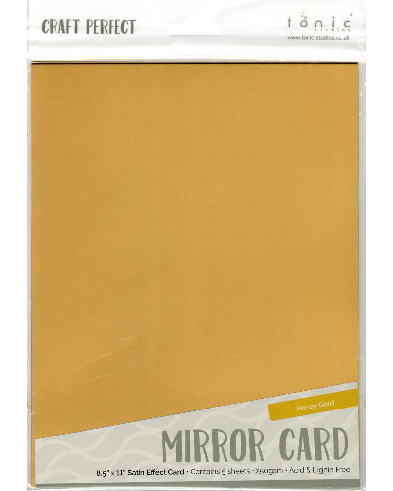 TONIC TONIC STUDIOS MIRROR CARD SATIN EFFECT HONEY GOLD 8.5X11 5 PK