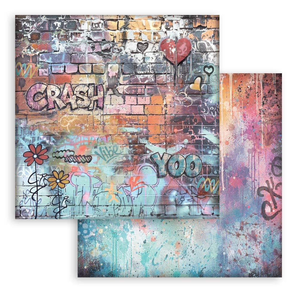 STAMPERIA STAMPERIA FURRY FRIENDS 2 GRAFFITI FLOWERS 12x12 CARDSTOCK