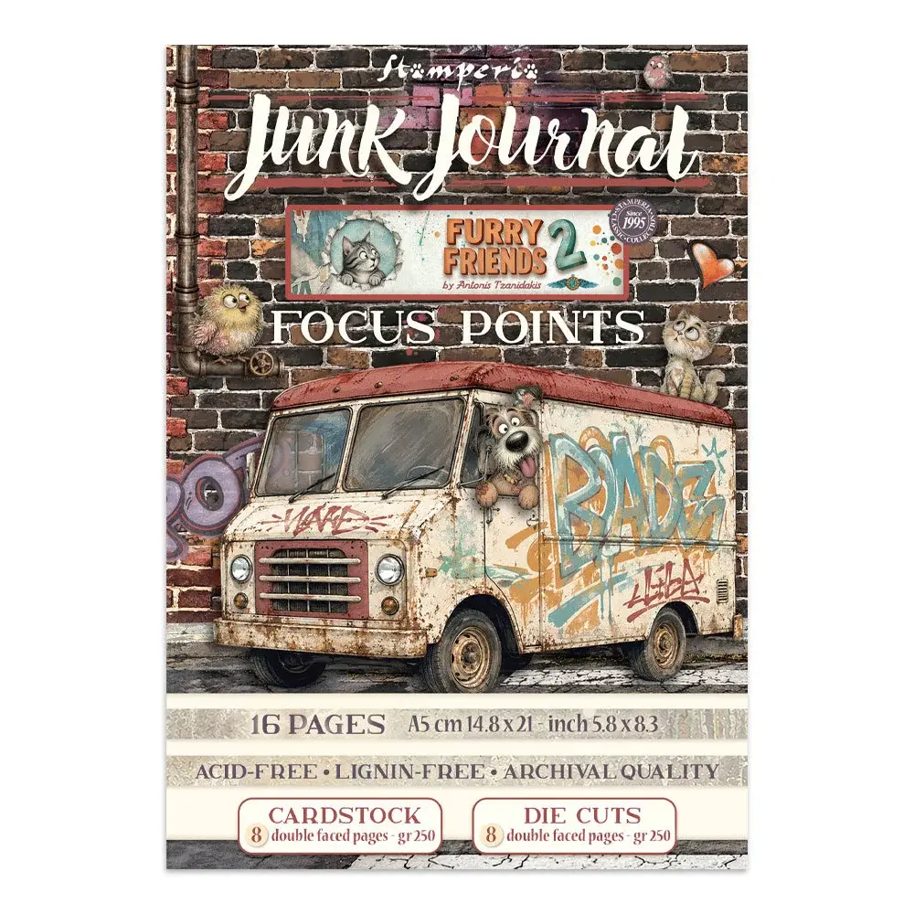 STAMPERIA STAMPERIA FURRY FRIENDS 2 A5 FOCUS POINTS JUNK JOURNAL