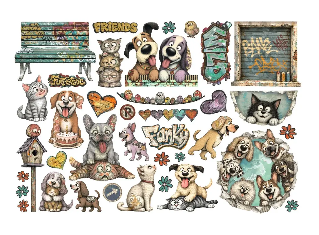 STAMPERIA STAMPERIA FURRY FRIENDS 2 EPHEMERA ADHESIVE PAPER CUT OUTS