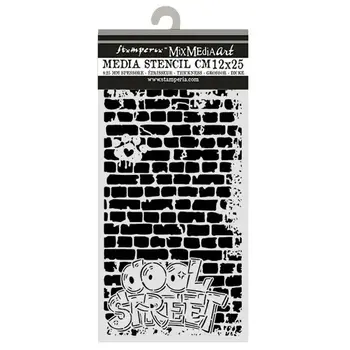 STAMPERIA STAMPERIA FURRY FRIENDS 2 COOL STREET BRICKS 12x25cm STENCIL