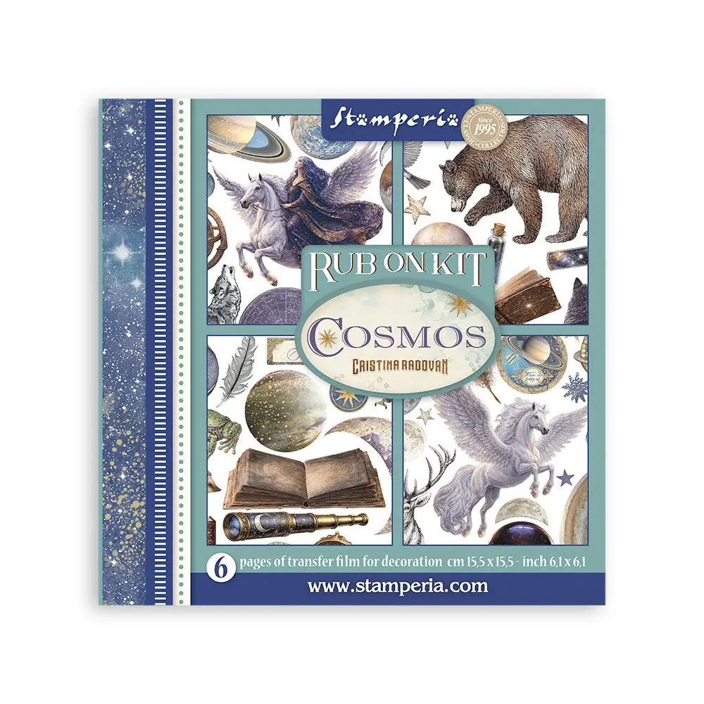 STAMPERIA STAMPERIA COSMOS ASSORTED RUB-ONS 6/PK