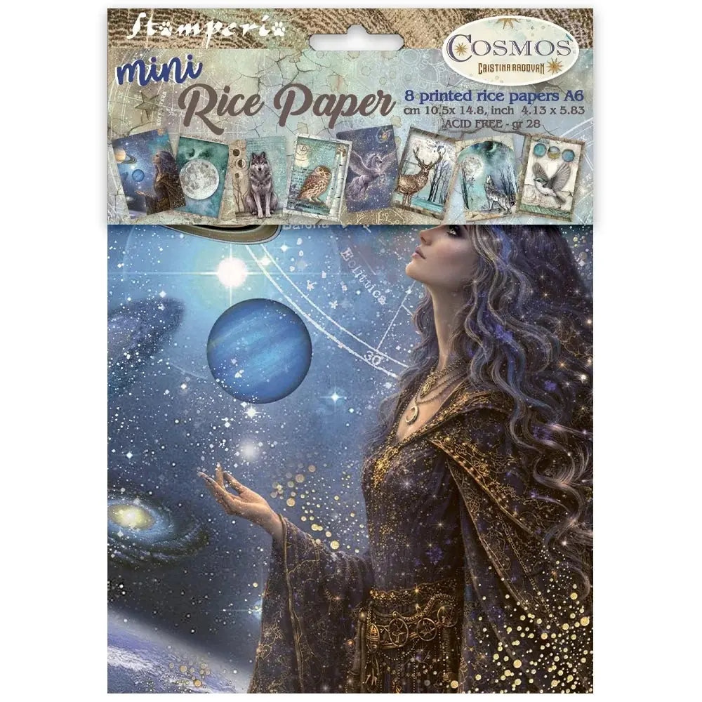 STAMPERIA STAMPERIA COSMOS A6 MINI RICE PAPER 8/PK